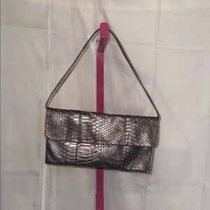 Jessica McClintock Silver Textured Shoulder Bag